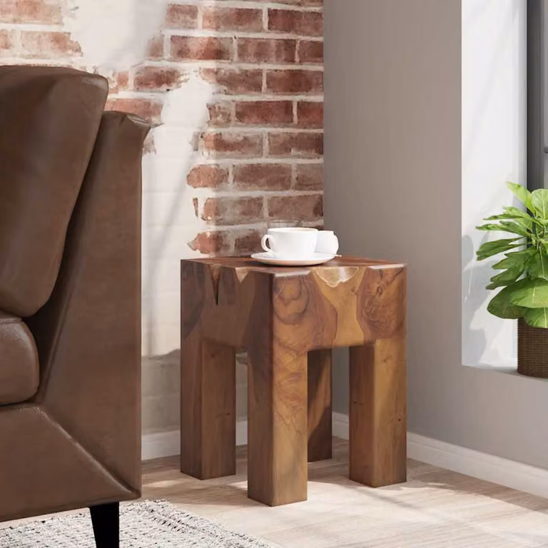 Sgabello in legno massello di teak vidaXL colore marrone stile rustico L/P/H: 40 x 40 x 30 cm