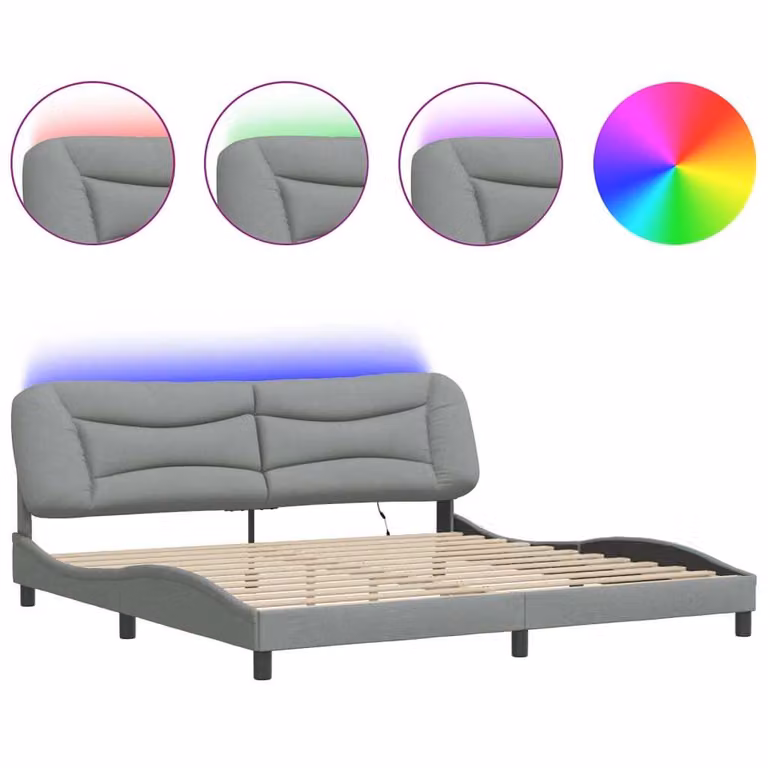 Giroletto con LED senza Materasso Hvar 200x200 cm Tessuto