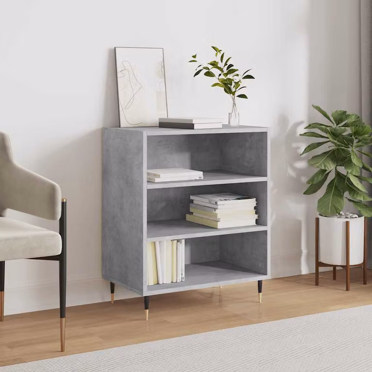 Credenza moderna vidaXL in legno multistrato e metallo, Grigio Cemento, L: 57 cm, P: 35 cm, H: 70 cm