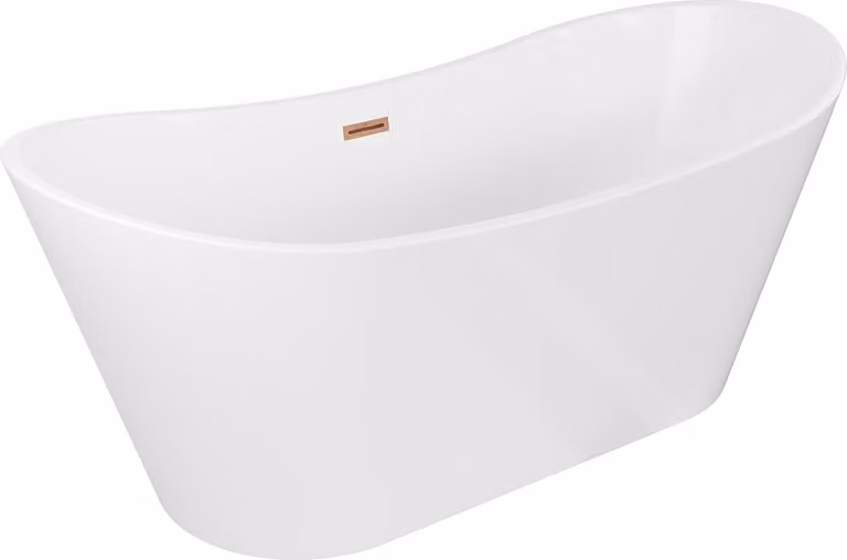 Mexen Montana vasca da bagno autoportante 170 x 80 cm, bianca, troppopieno rame spazzolato - 52011708000-65