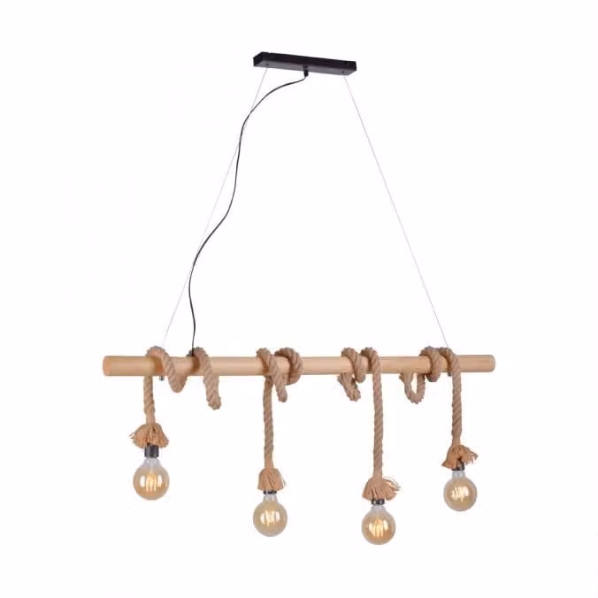 Lampada a sospensione, fascio naturale, corda di canapa, L 100 cm, ROPE