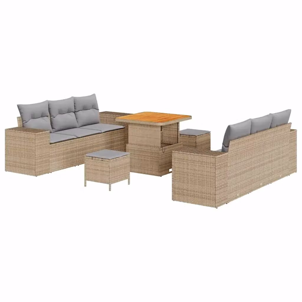 Set Divano da Giardino Moderno vidaXL con Cuscini e Tavolino, Beige e Grigio – 2