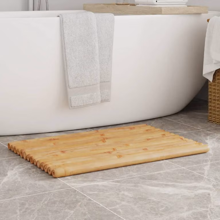 Set di 2 tappetini da bagno vidaXL in bambù marrone, L 70 cm x P 50 cm