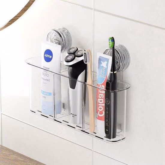 Portaspazzolino elettrico, grande, organizer da bagno, cucina, camera da letto, 6 kg, ventosa, sempre rimovibile