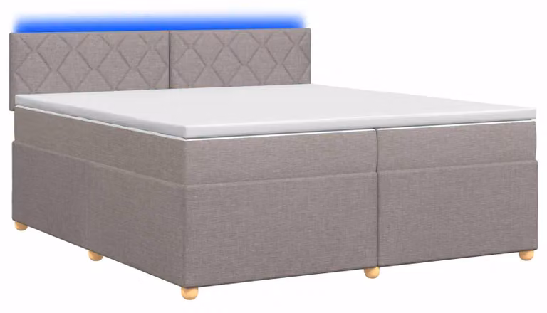 Letto a molle con materasso Taupe 200 x 200 cm in tessuto