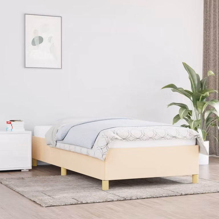 The Living Store struttura letto crema 90x190 cm in tessuto