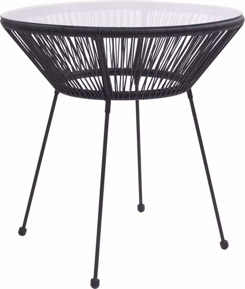 Maison Exclusive - Tavolo da pranzo da giardino nero Ø 70x74 cm in rattan e vetro