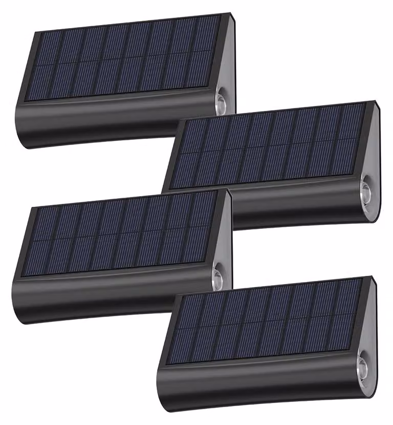 Set di 4 lampioni solari a LED, luce bianco caldo, 23 lumen, altezza 6,3 cm