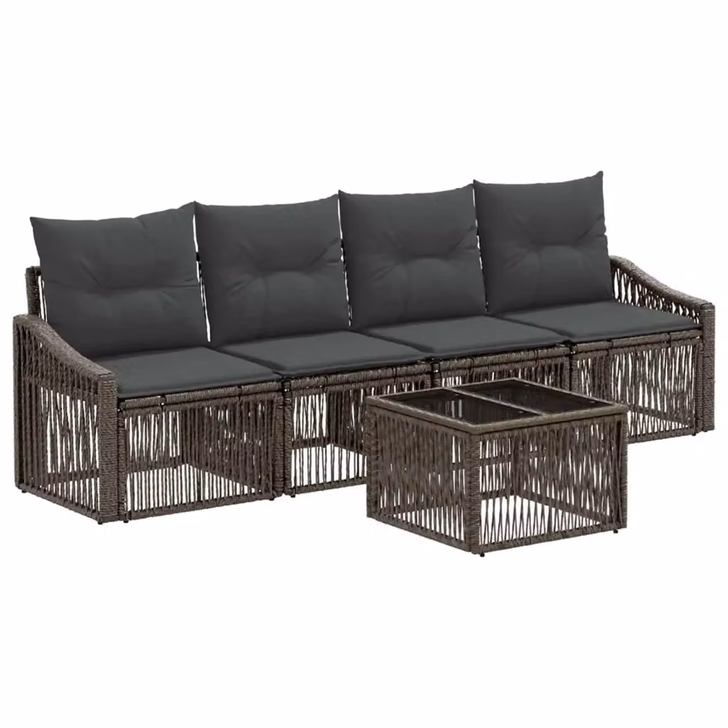 Set da giardino vidaXL composto da 5 pezzi con divano a 3 posti e tavolino da caffè, colore grigio, struttura in metallo e sedute imbottite con cuscini inclusi – 2