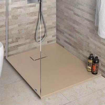 Piatto doccia rettangolare Agorà in resina pietra beige a filo pavimento antiscivolo L: 80 cm, P: 100 cm