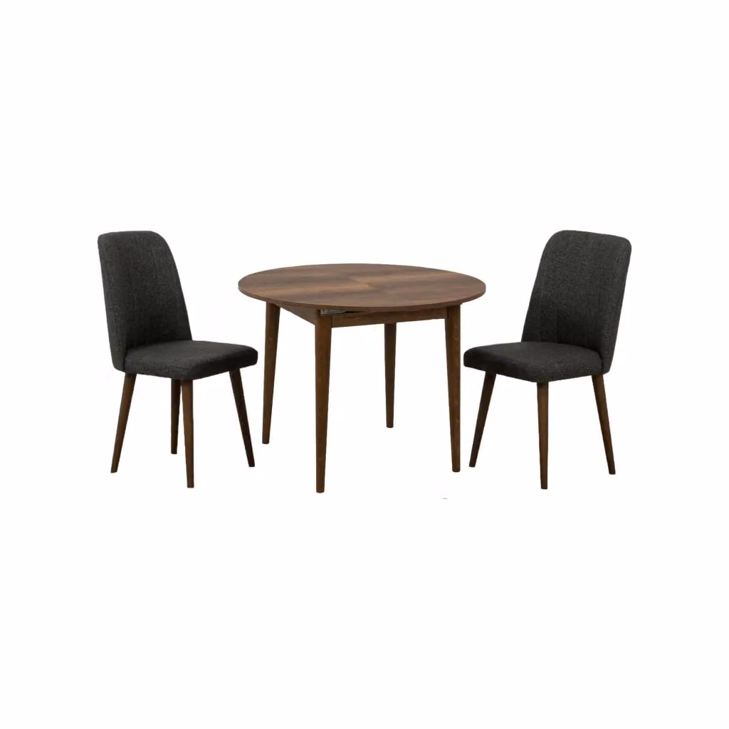 Set Tavolo e Sedie DMORA Bee per 4 Persone, Colore Marrone e Antracite, Tavolo Quadrato Estensibile – 2
