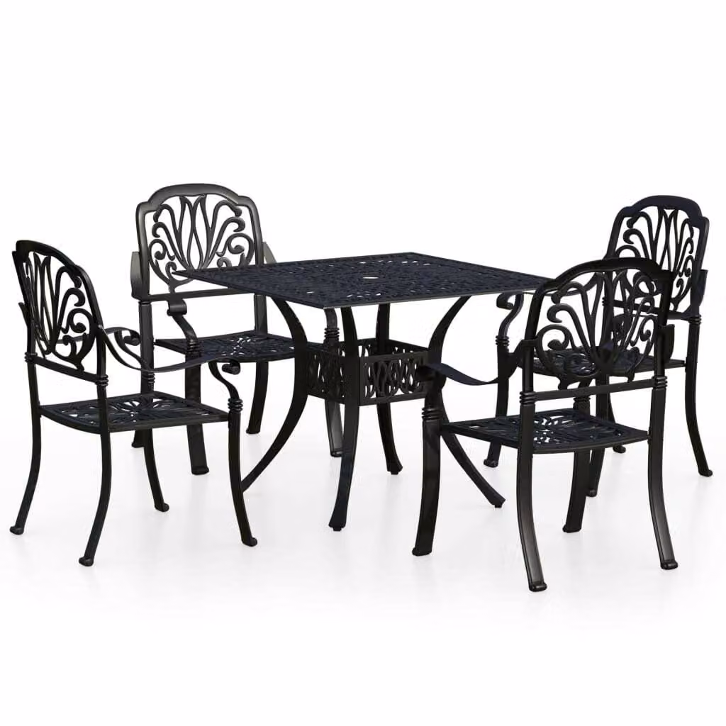 Set da Bistrot 5 pz in Alluminio Pressofuso Nero