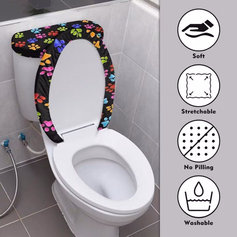 Set di 2 copriwater e copriwater per WC, design carino - Accessori morbidi per il bagno