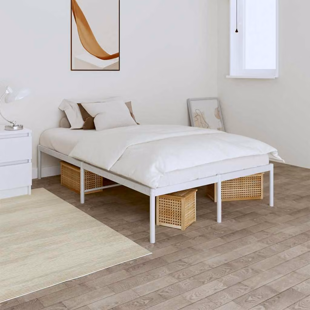 vidaXL Giroletto in Metallo Bianco con Struttura Rigida L/P: 120 x 200 cm