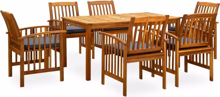 Maison Exclusive - Set da pranzo da giardino da 7 pezzi con cuscini, in legno massello di acacia
