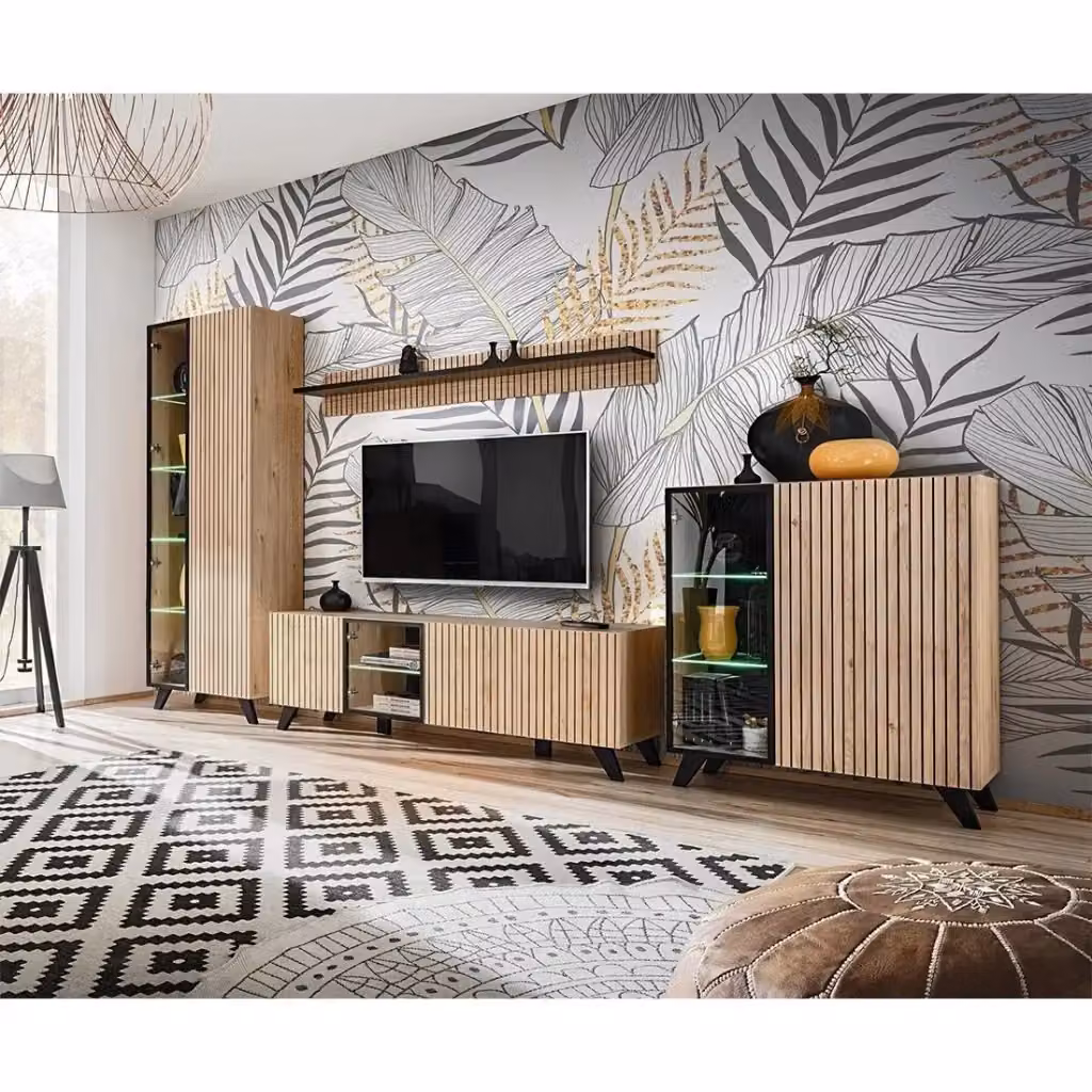 Set di 4 mobili da soggiorno moderni Meublorama in rovere e nero – 2