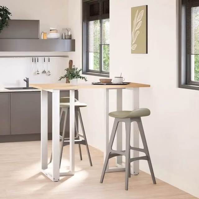 Coppia di gambe per tavolo da bar a forma di T in acciaio laccato bianco, L/P/H: 60 x 35 x 111 cm