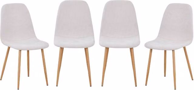 Set di 2 sedie moderne SWEEEK in legno e tessuto beige per sala da pranzo e cucina