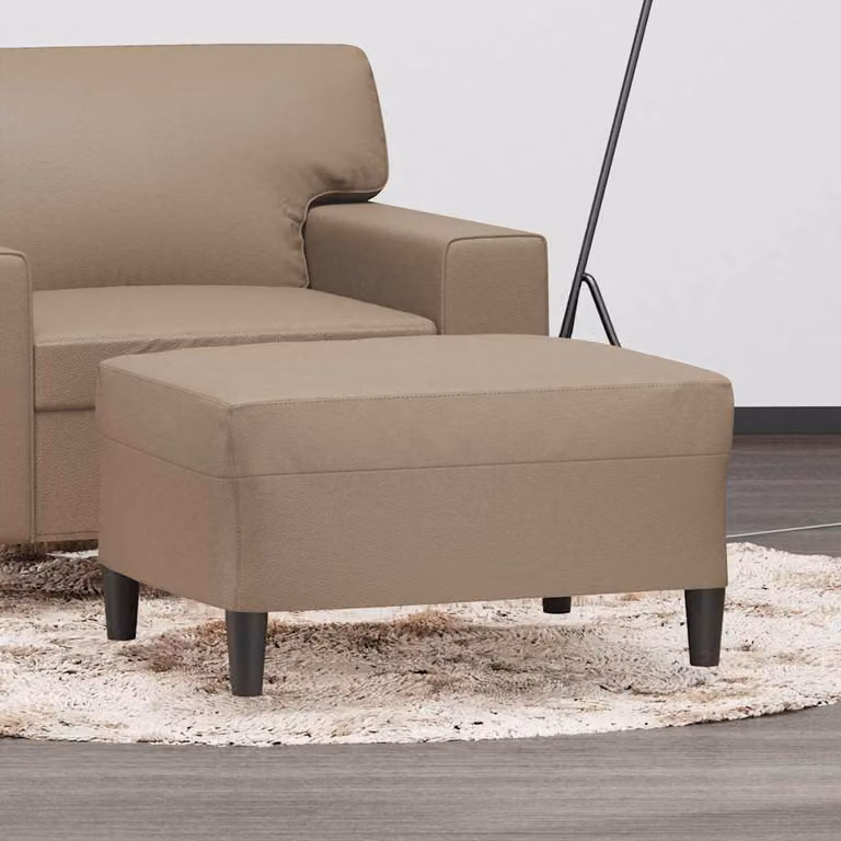 Poggiapiedi vidaXL in similpelle color cappuccino, L: 70 cm, P: 55 cm, H: 41 cm