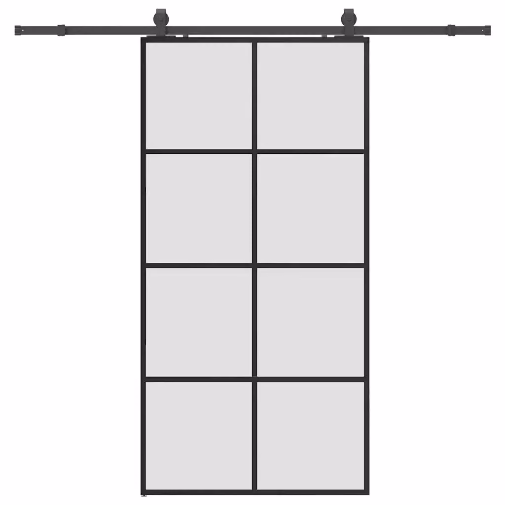 Porta Scorrevole Moderna VIDAXL in Vetro Trasparente con Telaio in Alluminio Nero L: 102,5 cm, H: 205 cm – 2
