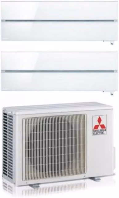 Condizionatore Dual Split Mitsubishi Electric Kirigamine Style Pearl White 9+9 con MXZ-2F42VF R-32 e Wi-Fi Integrato Bianco