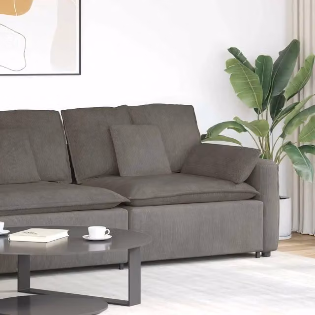 Modulo Terminale Bracciolo per Divano Modulare con Cuscini vidaXL Grigio L: 105 cm, P: 112 cm, H: 64 cm – 1