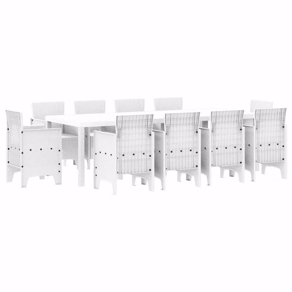 Set da pranzo per giardino e terrazza vidaXL in polyrattan bianco 11 pz – 2
