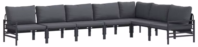 Set di sedie e tavolo da giardino, 7 pezzi, colore nero, acciaio resistente agli agenti atmosferici
