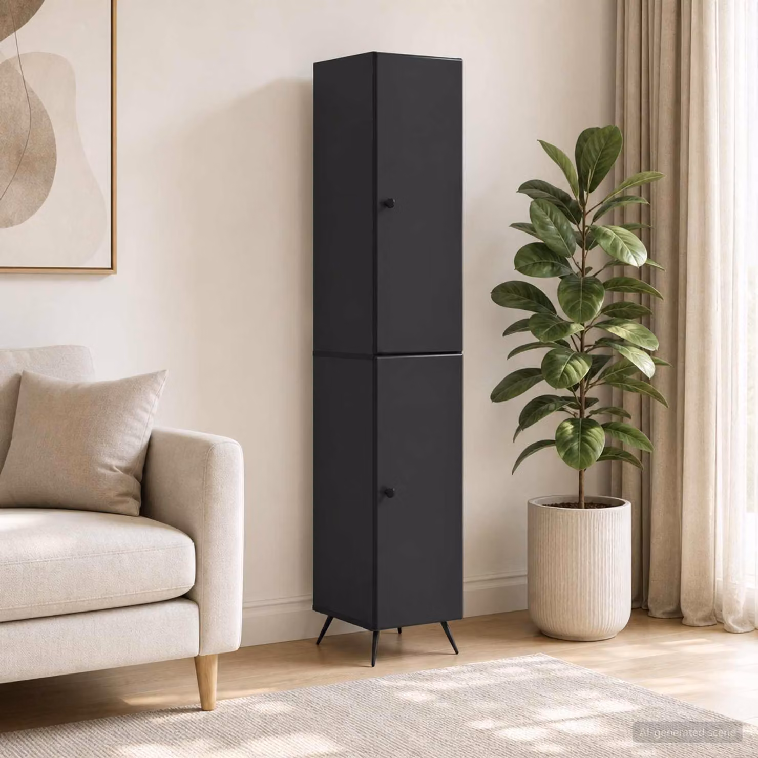 Set di 2 armadi moderni vidaXL in legno ingegnerizzato e MDF nero opaco per soggiorno o ufficio domestico