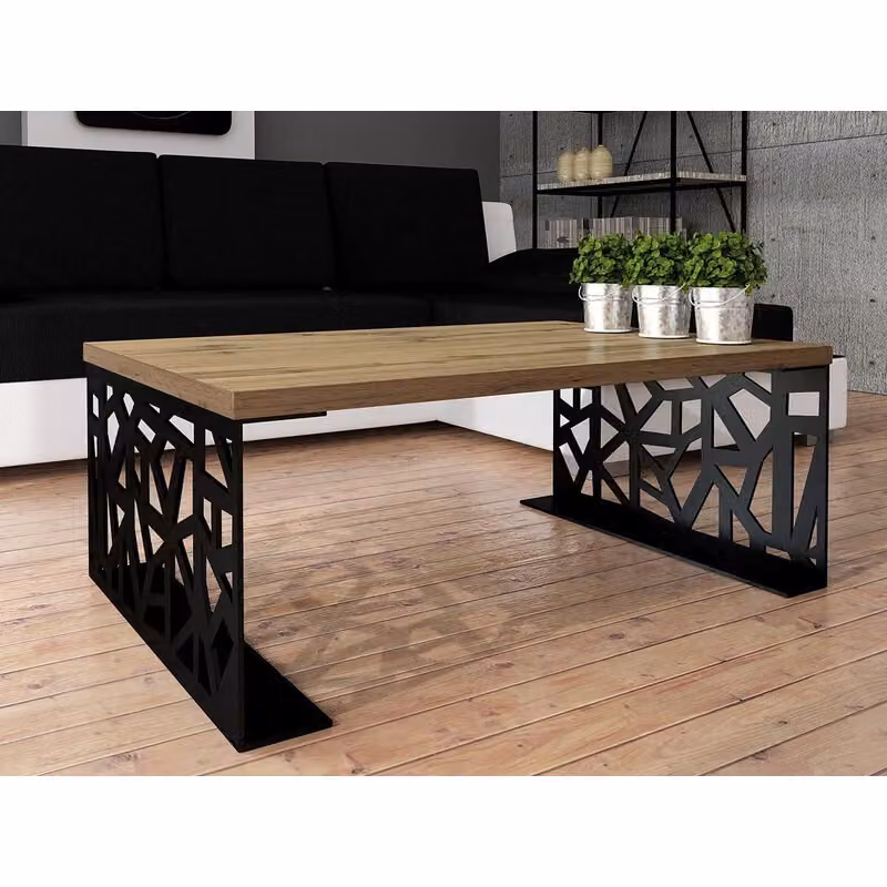 Tavolino da soggiorno TOMAS – nero / rovere