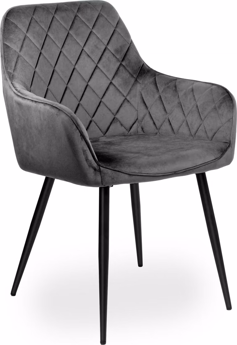 Sedia HAVANA VELVET in grafite con braccioli