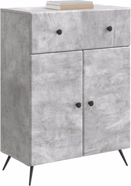 Credenza moderna Design In in legno ingegnerizzato grigio cemento opaco L 66 cm x P 34,5 cm x H 90 cm