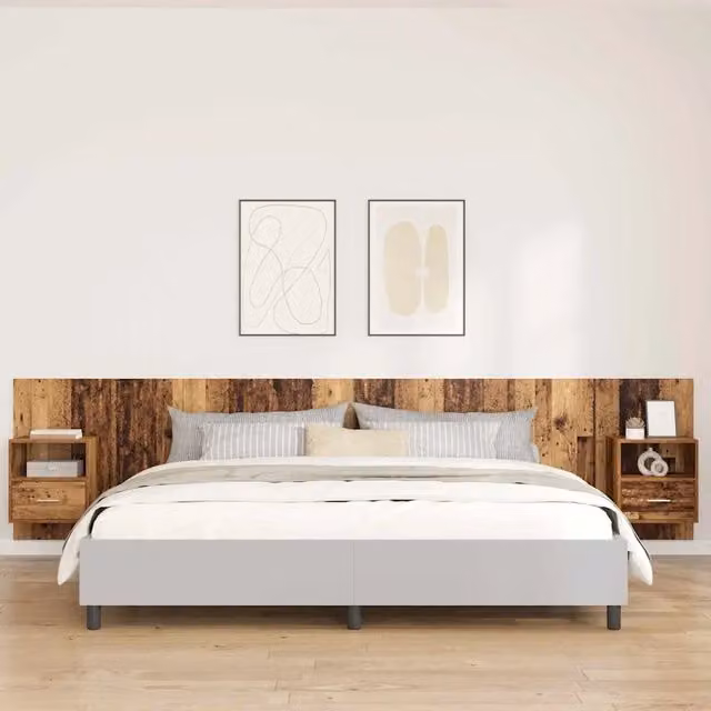 Testata con Comodino 3 pz Legno vecchio Legno ingegnerizzato 3415827
