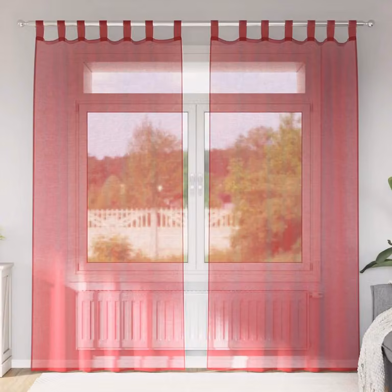 Set di 2 tende semitrasparenti in voile vidaXL, colore rosso, L 140 cm x H 225 cm