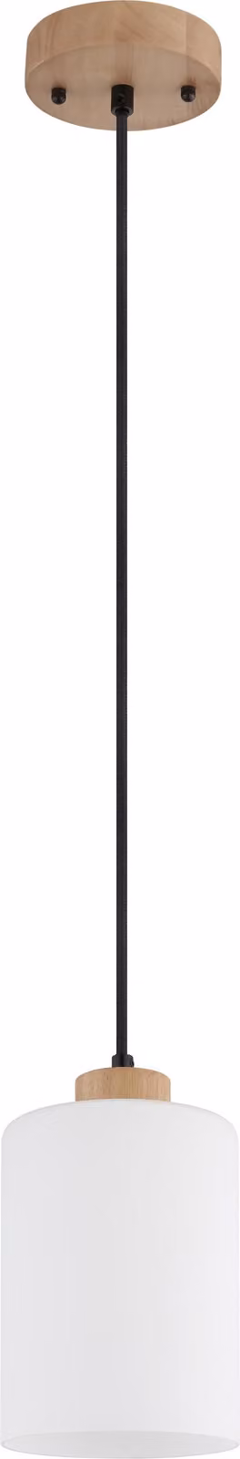 Lampada a sospensione, legno, marrone, vetro opalino opaco, H 120 cm