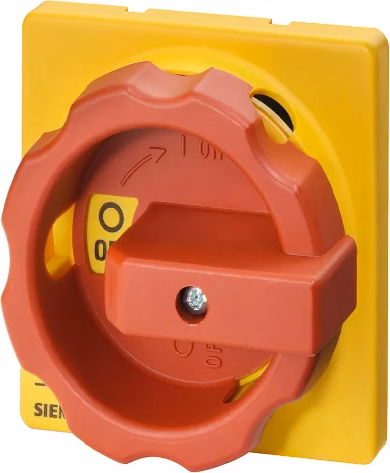 Attuatore rotante Siemens, manopola di azionamento rossa/gialla, per montaggio frontale a quattro fori, accessorio 3LD92843B