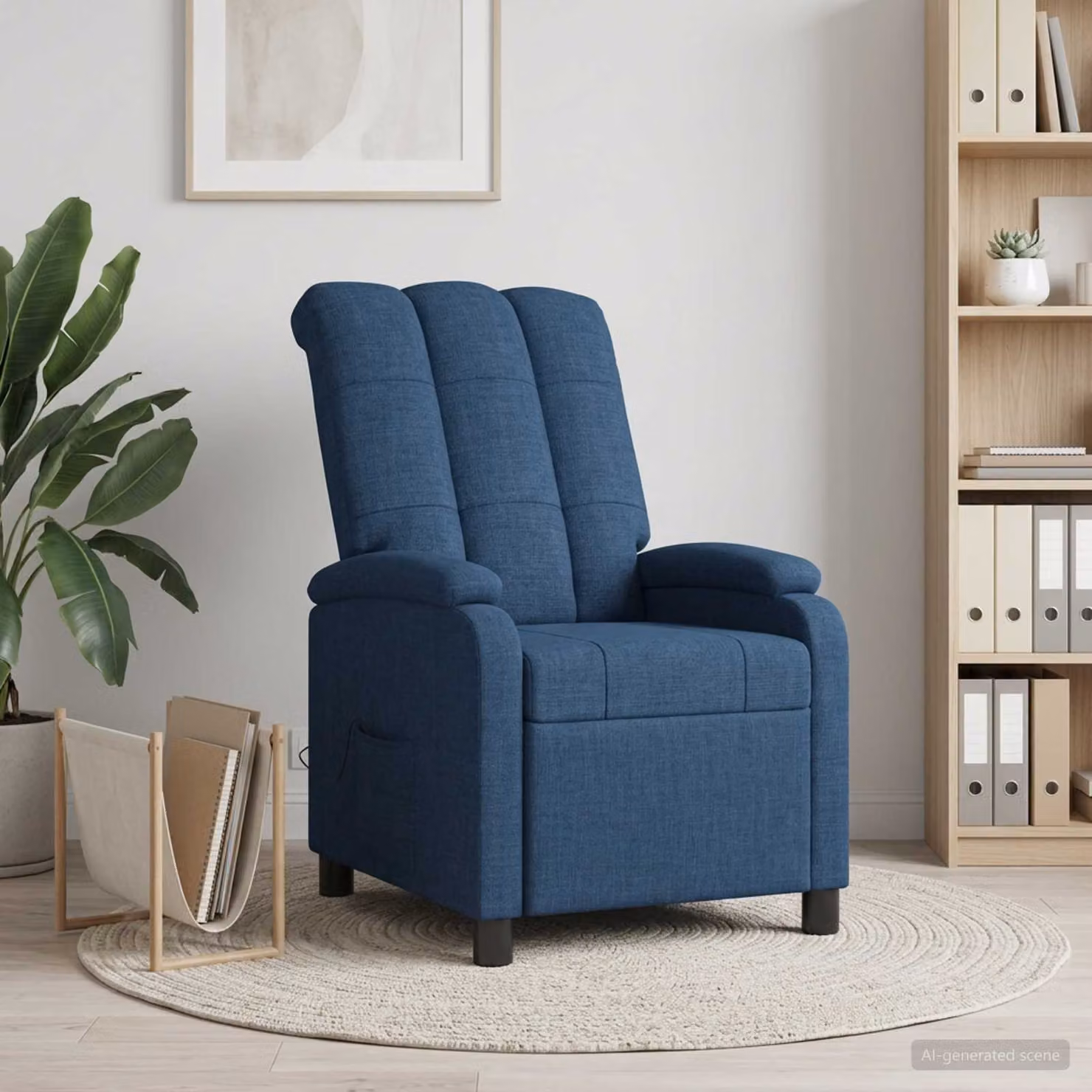 Poltrona relax reclinabile vidaXL in tessuto blu con braccioli per soggiorno e ufficio