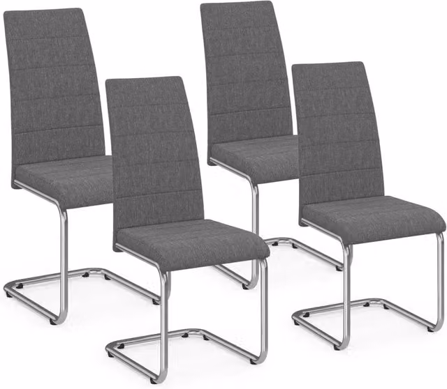 Set di 4 sedie da pranzo MIA IDMarket in tessuto grigio antracite con struttura moderna