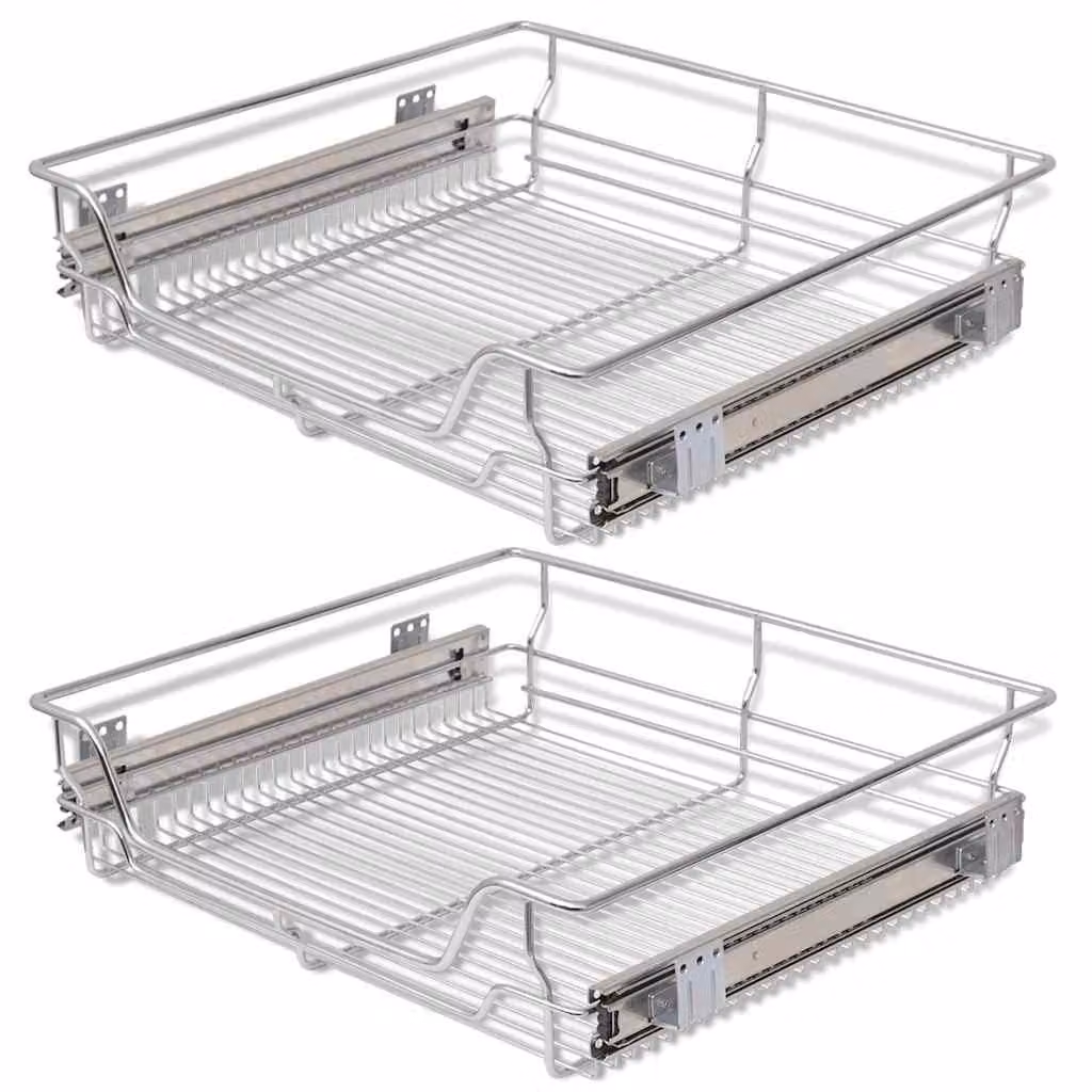 Set di 2 cesti estraibili in filo metallico per mobili da cucina