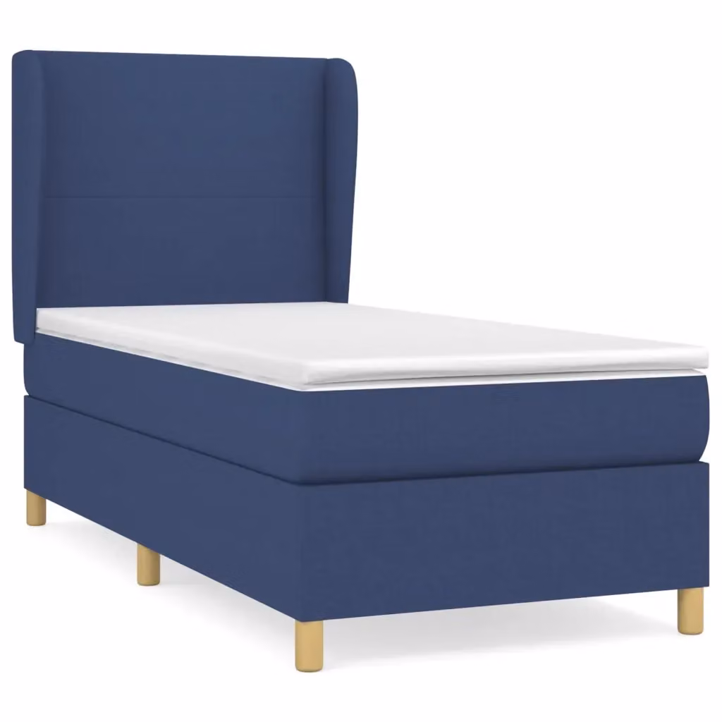 vidaXL Giroletto a Molle con Materasso Blu e Bianco in Tessuto, L/P: 80 x 200 cm – 2