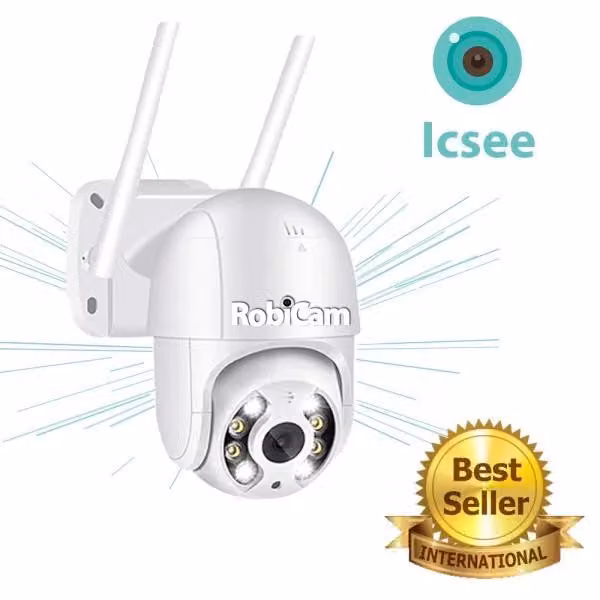 Telecamera rotante, RobiCam, iCSee, 4MP, ULTRA HD, telecamera WiFi da esterno impermeabile, NEW ULTRA HD, Waterproof 360, visione notturna a colori, n