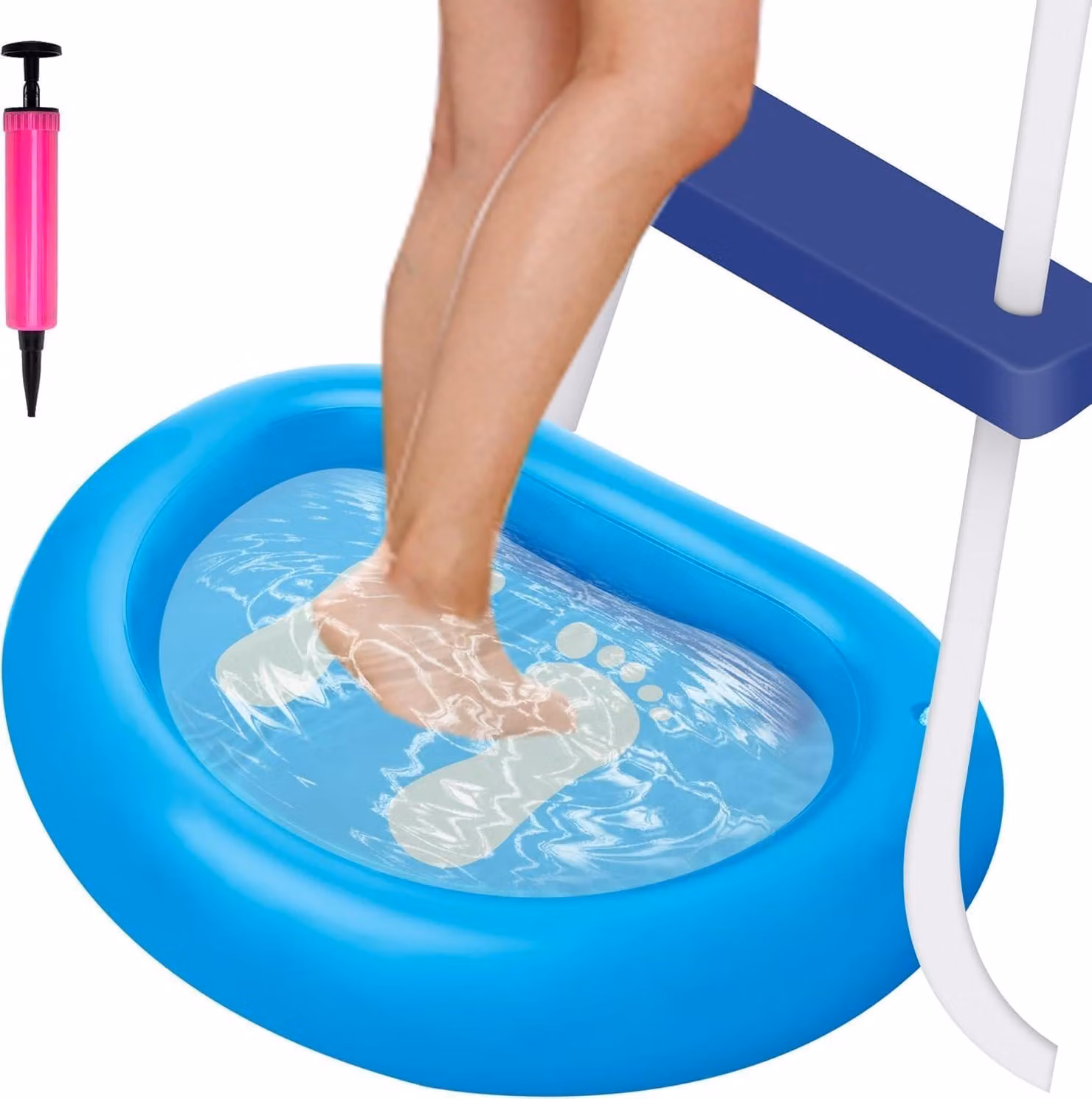 Vaschetta gonfiabile per i piedi, realizzata in PVC resistente, dimensioni 87 x 65 cm, ideale per l'uso in giardino e in campeggio