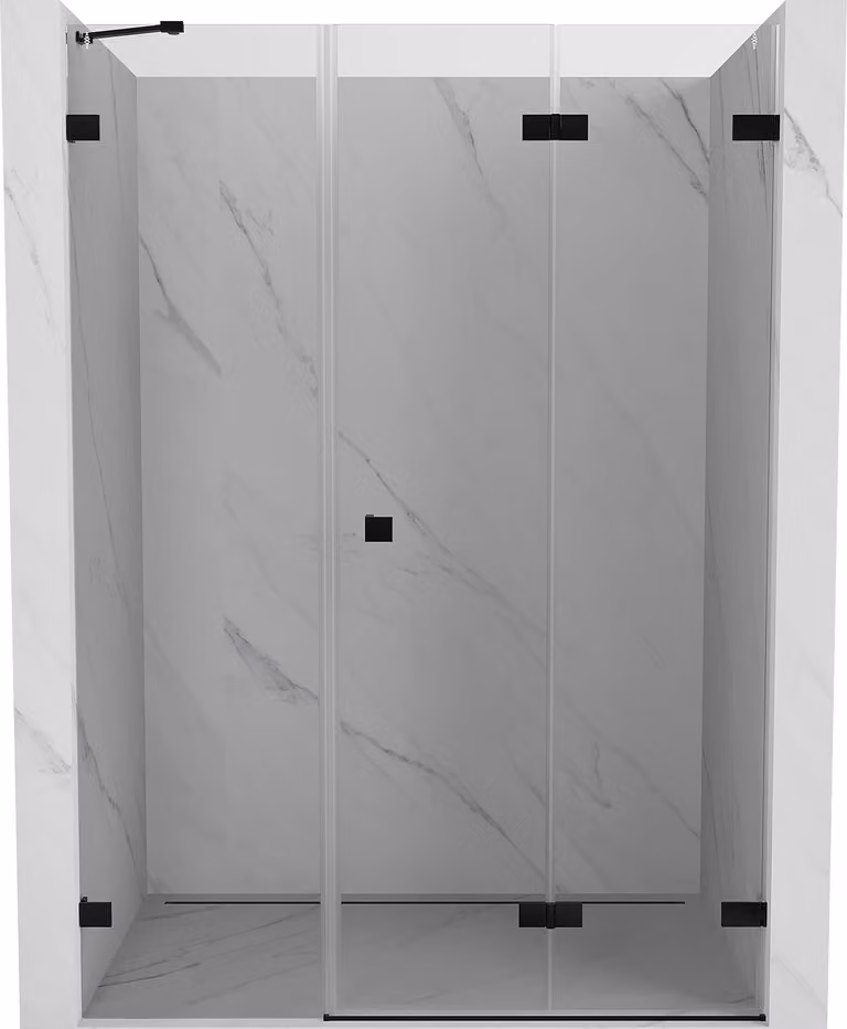 Mexen Lunar-F porta doccia pieghevole destra 145 cm, trasparente, nero - 836S-145-050-70-00-P