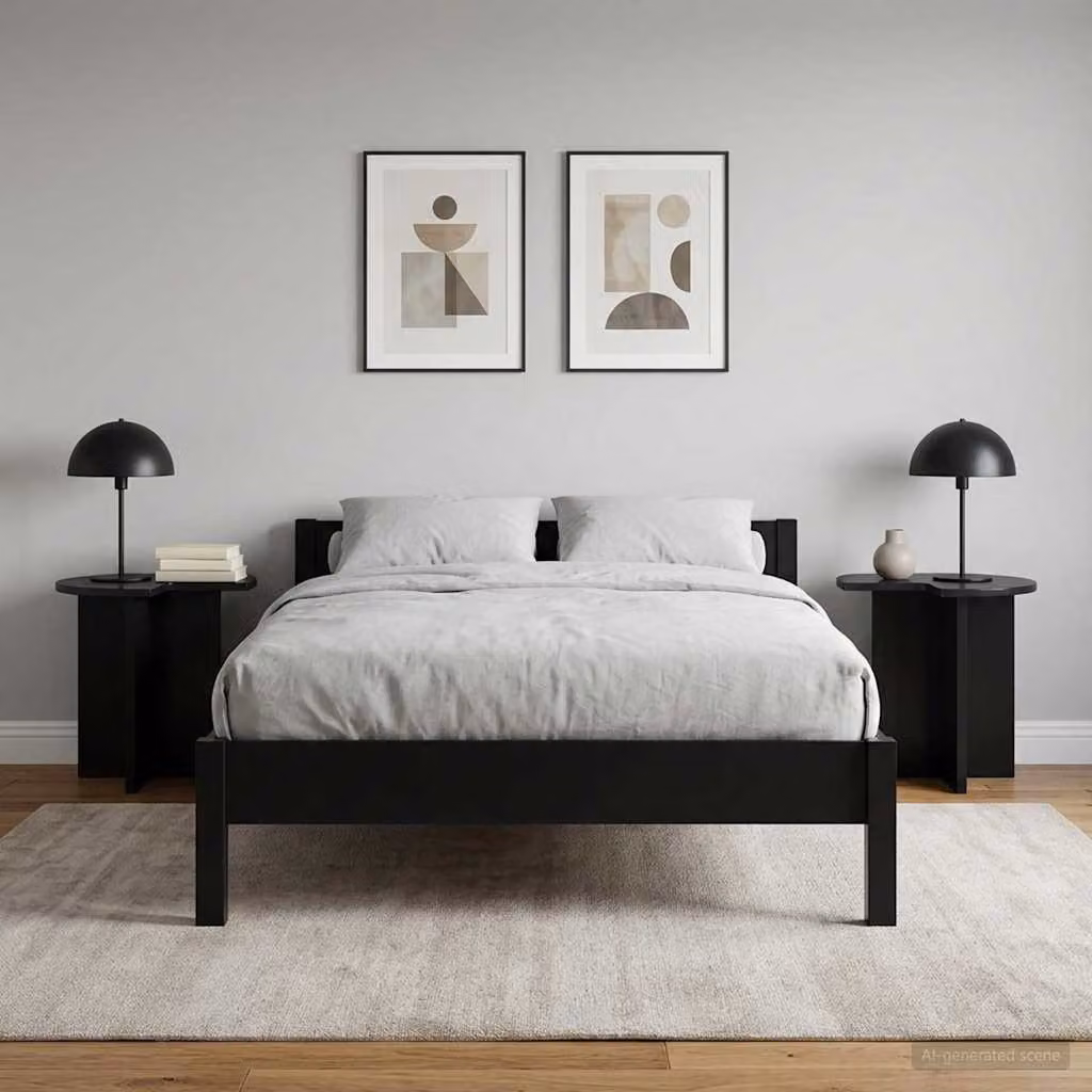 Set di 2 tavoli laterali rotondi vidaXL in legno ingegnerizzato nero opaco Ø 39 cm x H 38 cm