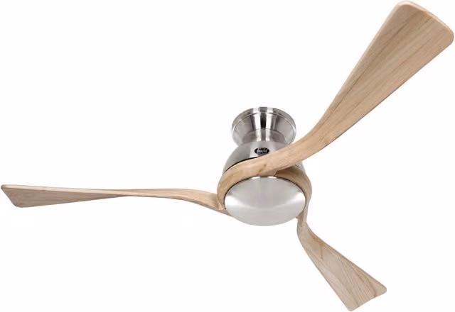 ECO REGENTO, Ventilatore senza Luce, CasaFan Colore Pale: Legno Naturale, Colore: Cromato