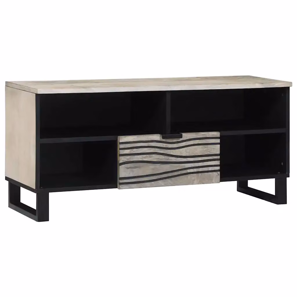 Unità TV moderna vidaXL in MDF bianco e nero, L/P/H: 100 x 33 x 46 cm