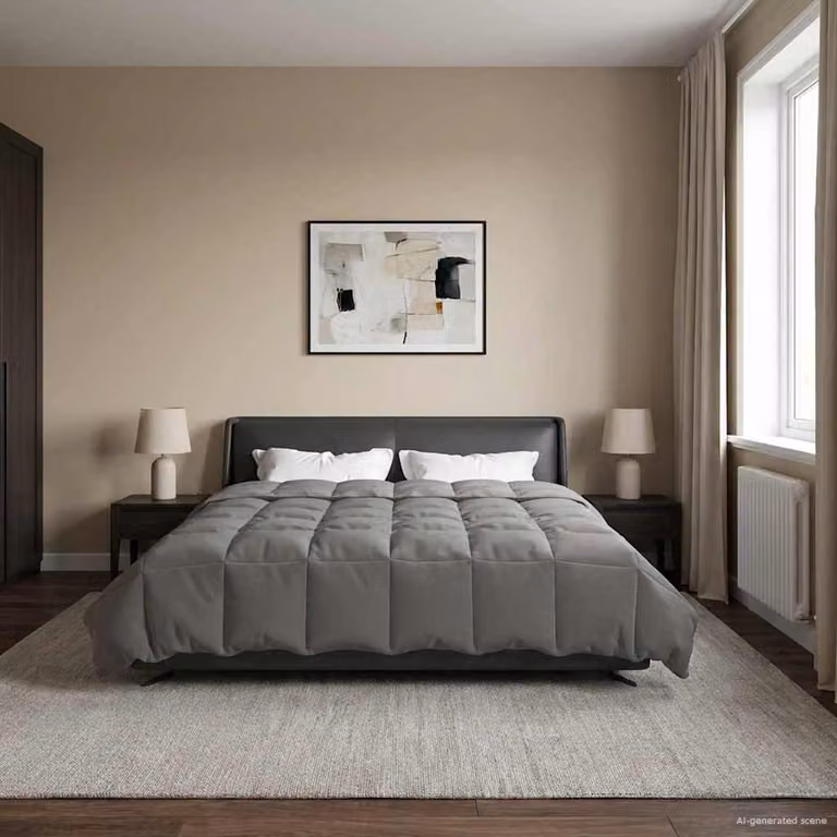Piumone Completo Annuale vidaXL in Microfibra Reversibile e Traspirante, Grigio, 200 x 220 cm