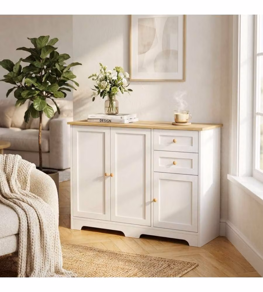 Mobile Cosma Bartholomew in legno bianco opaco L: 110 cm, P: 39.5 cm, H: 78.5 cm