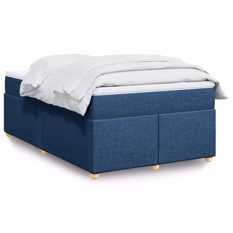 vidaXL Giroletto a Molle con Materasso Blu e Bianco in Tessuto L: 120 cm, P: 190 cm
