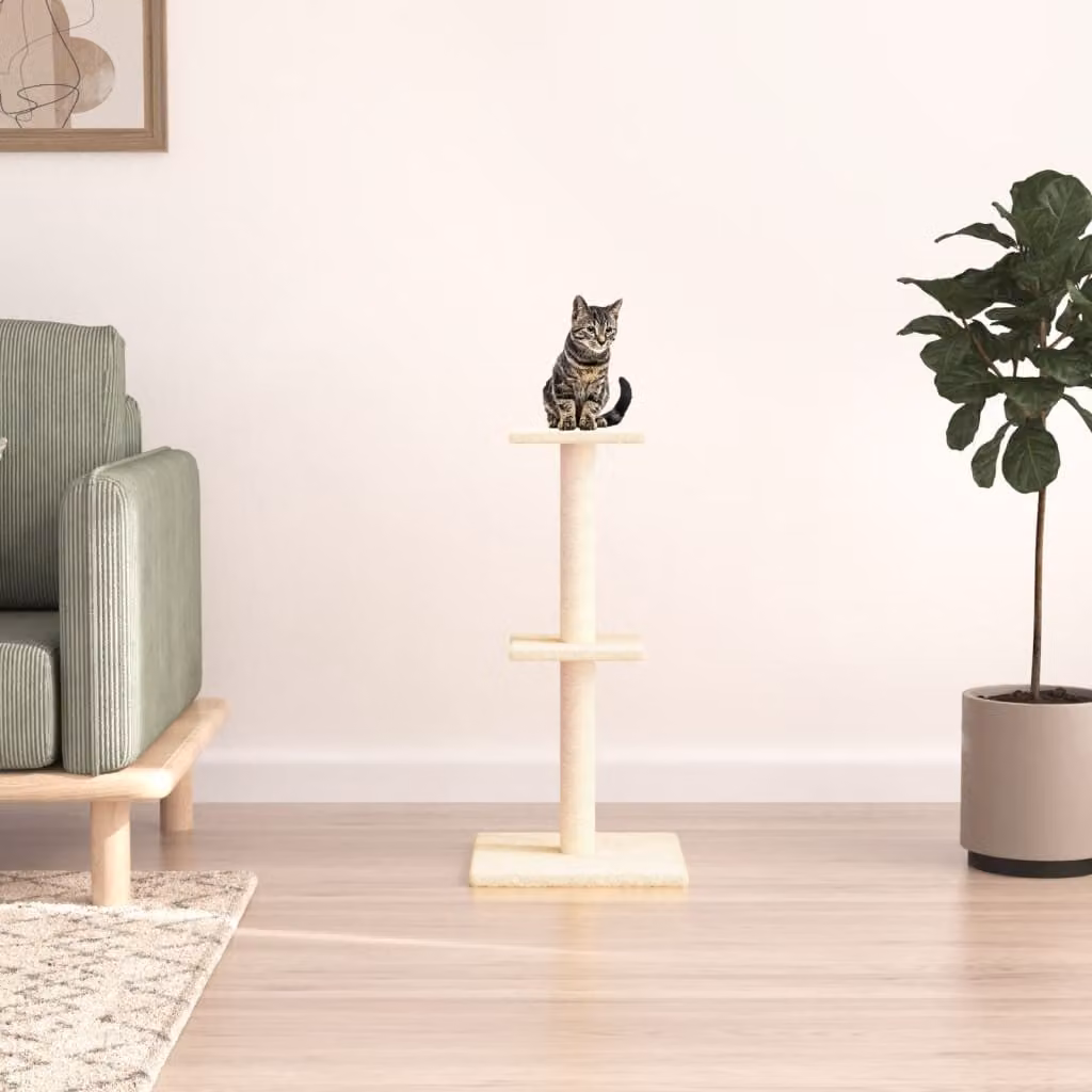 Albero per gatti vidaXL con tiragraffi in sisal sostituibile, colore beige, H: 73 cm, L: 34,5 cm, P: 34,5 cm